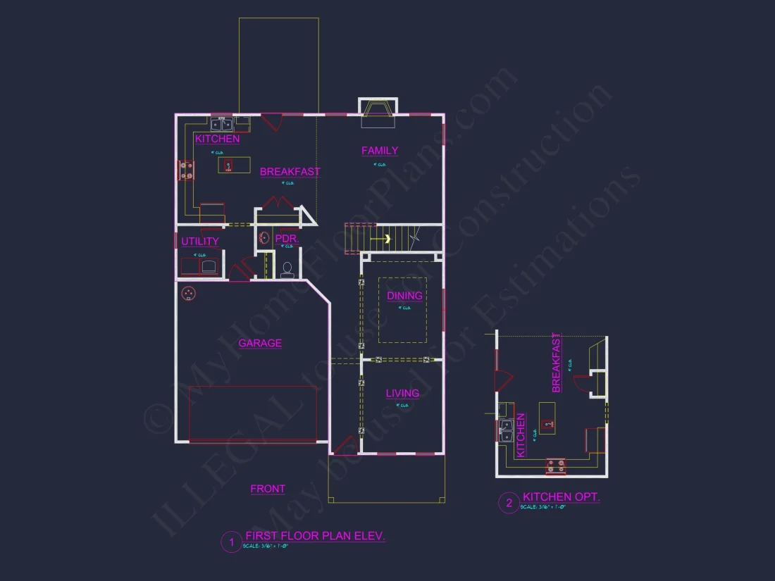 Two-Story house Plan with 4 Bedrooms, 2.5 Baths, and Open Floor Plan