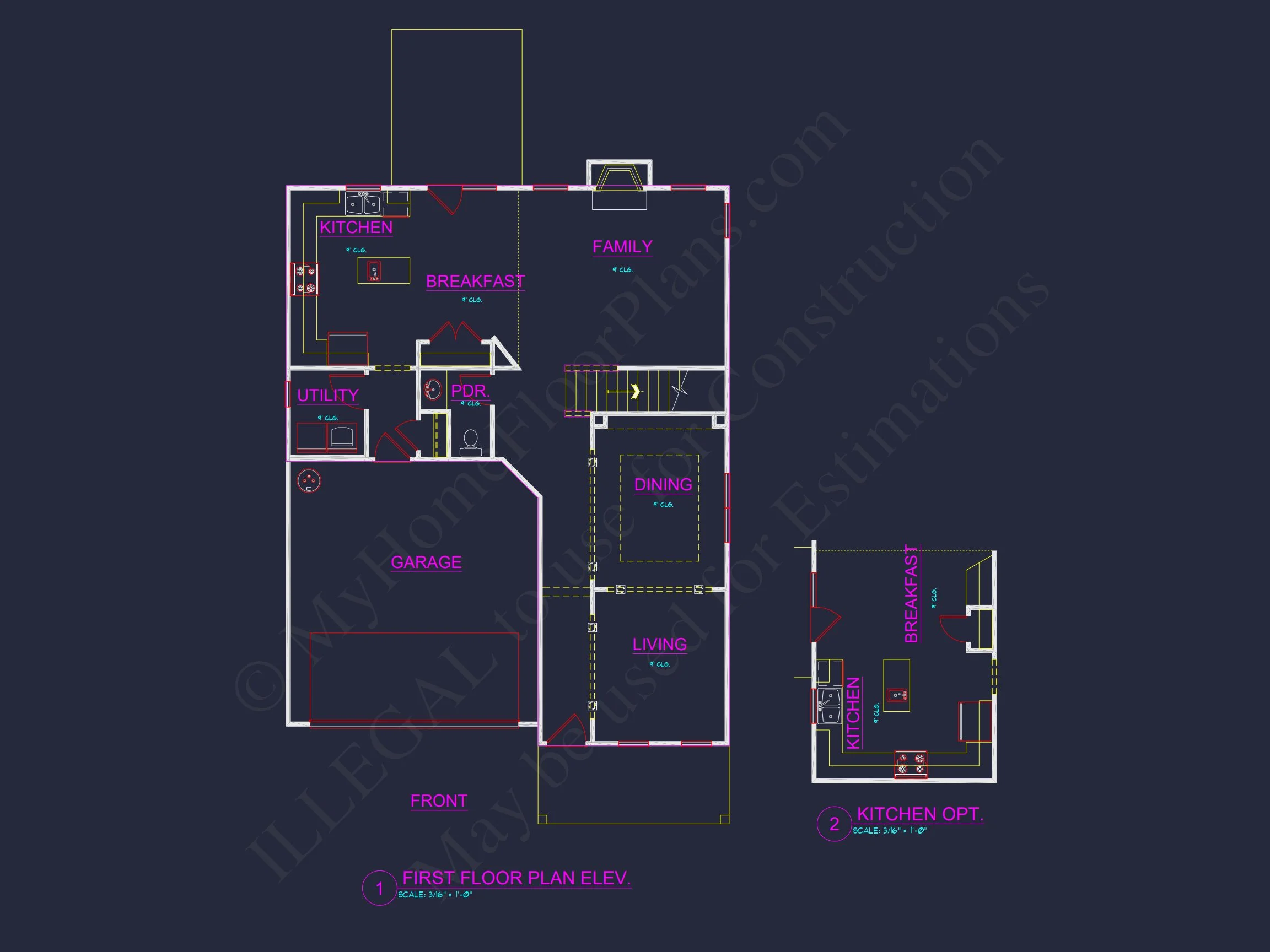 Two-Story house Plan with 4 Bedrooms, 2.5 Baths, and Open Floor Plan