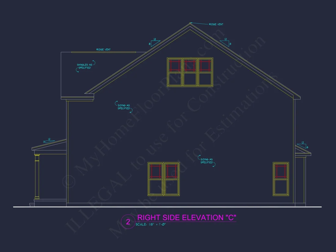 Two-Story house Plan with 4 Bedrooms, 2.5 Baths, and Open Floor Plan