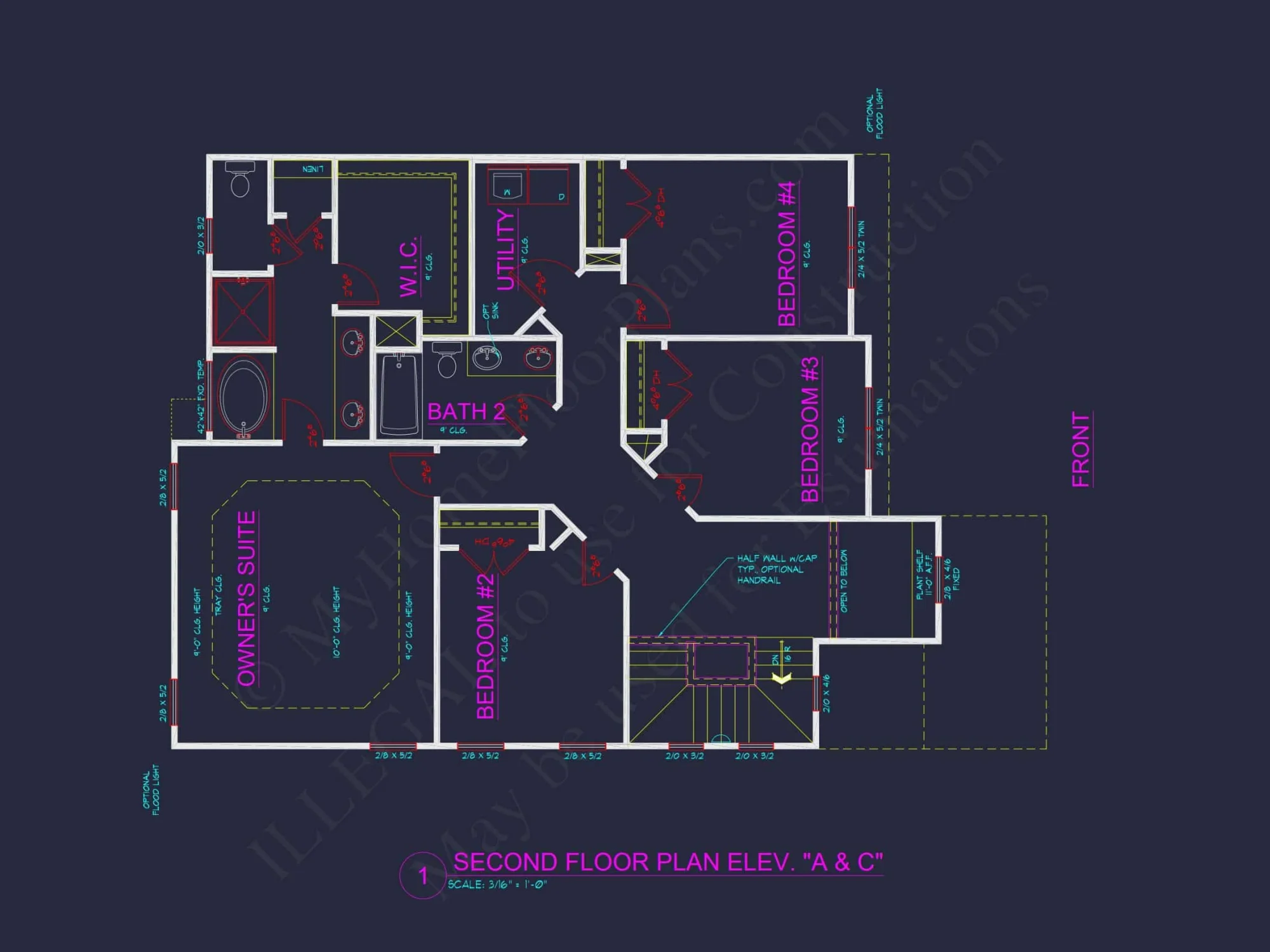 Modern house Plan with 4 Bedrooms, 2.5 Baths, and CAD Designs
