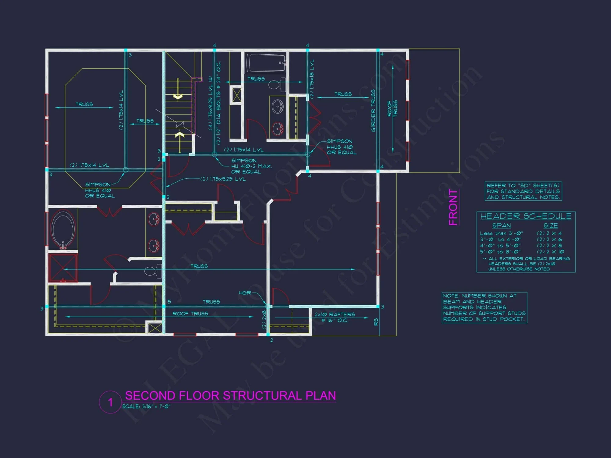 Modern Craftsman house Plan - 2-Story Floor Plan with CAD Designs