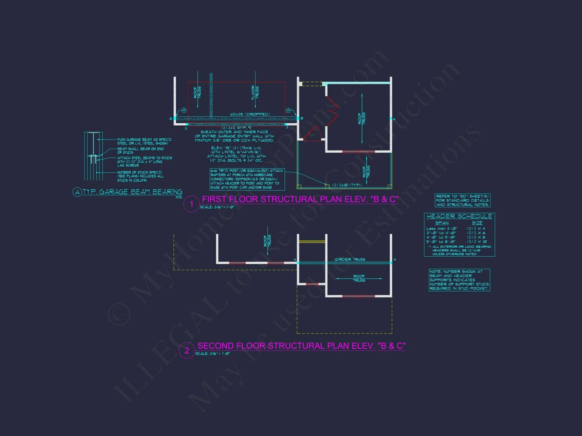 Modern house Plan with 4 Bedrooms, 2 Stories & CAD Designs