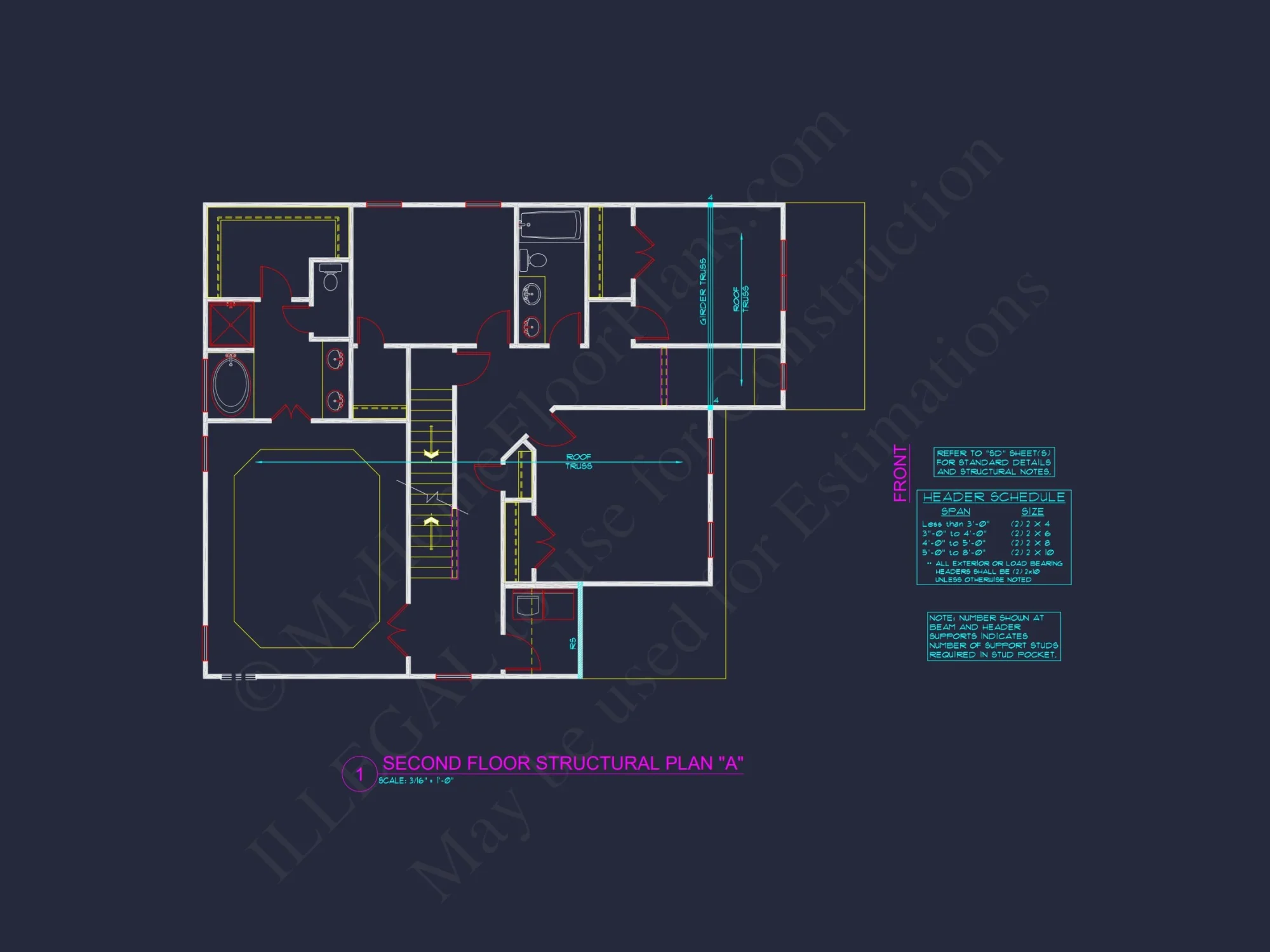 Modern house Plan with 4 Bedrooms, 2 Stories & CAD Designs