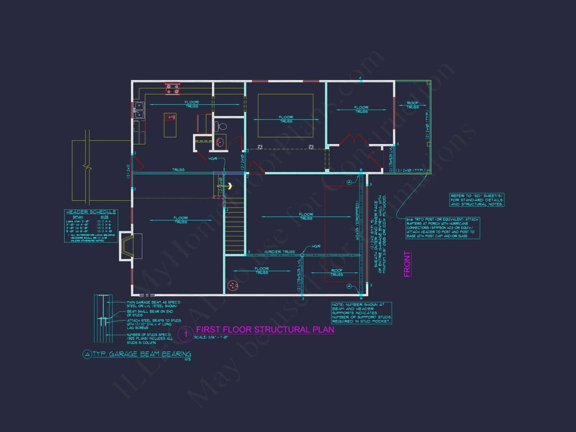 Modern house Plan with 4 Bedrooms, 2 Stories & CAD Designs