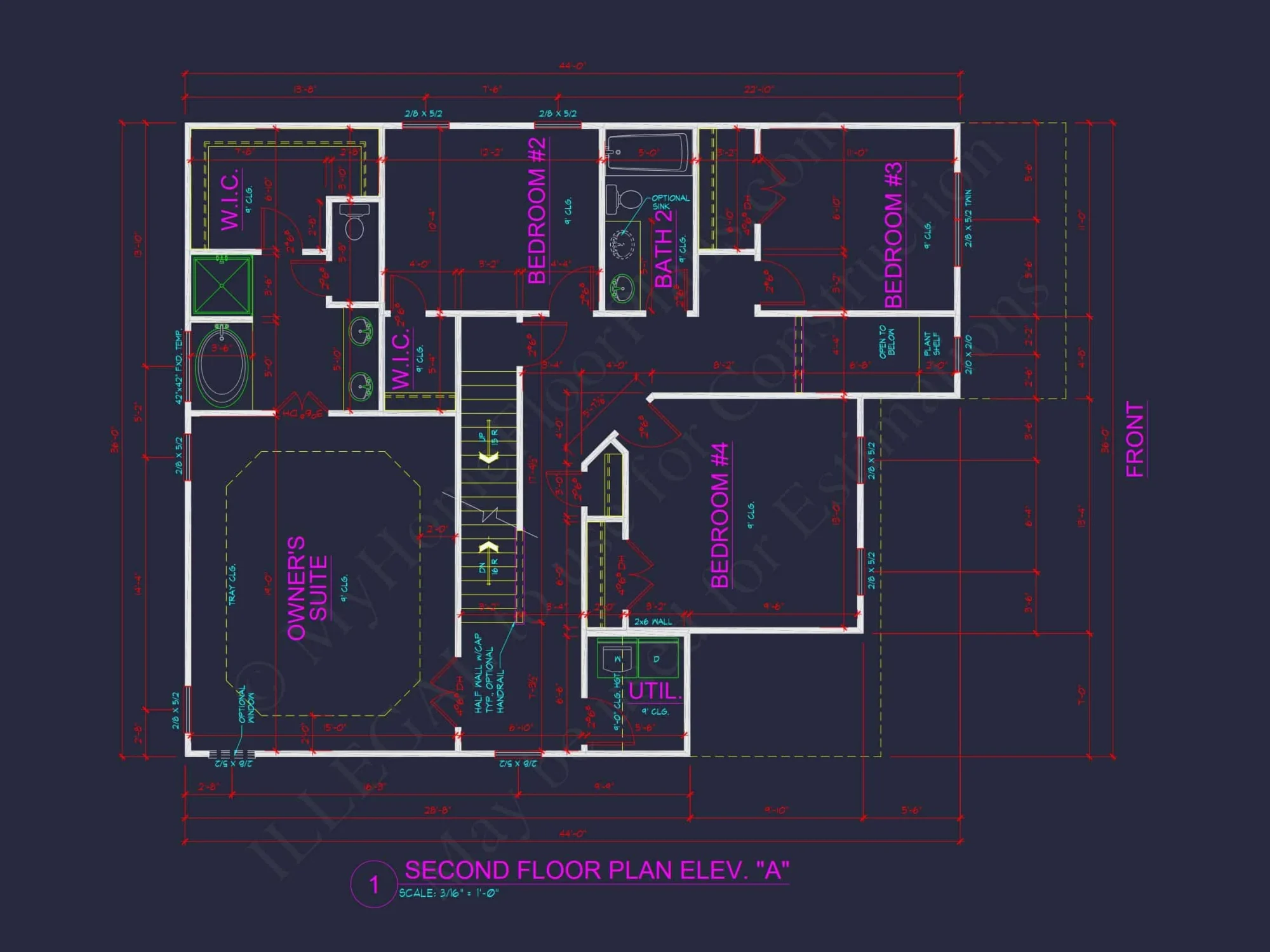 Modern house Plan with 4 Bedrooms, 2 Stories & CAD Designs