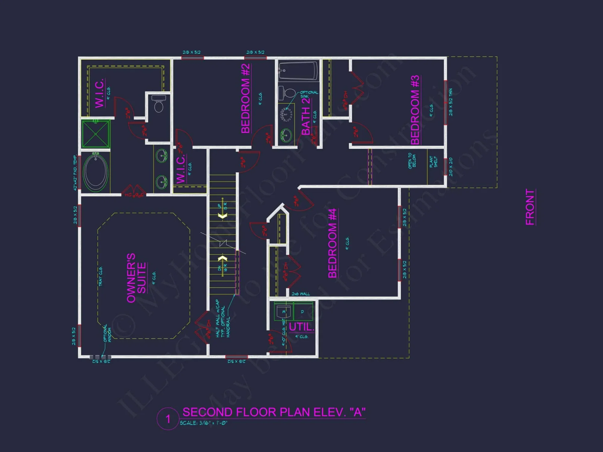 Modern house Plan with 4 Bedrooms, 2 Stories & CAD Designs
