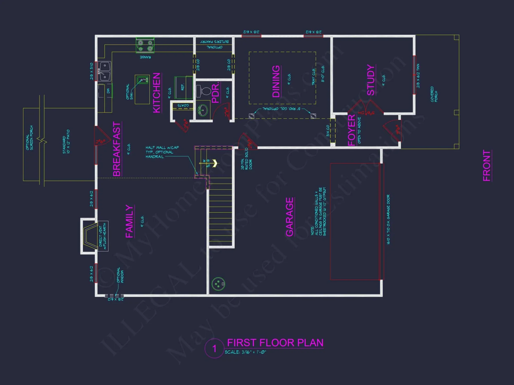 Modern house Plan with 4 Bedrooms, 2 Stories & CAD Designs