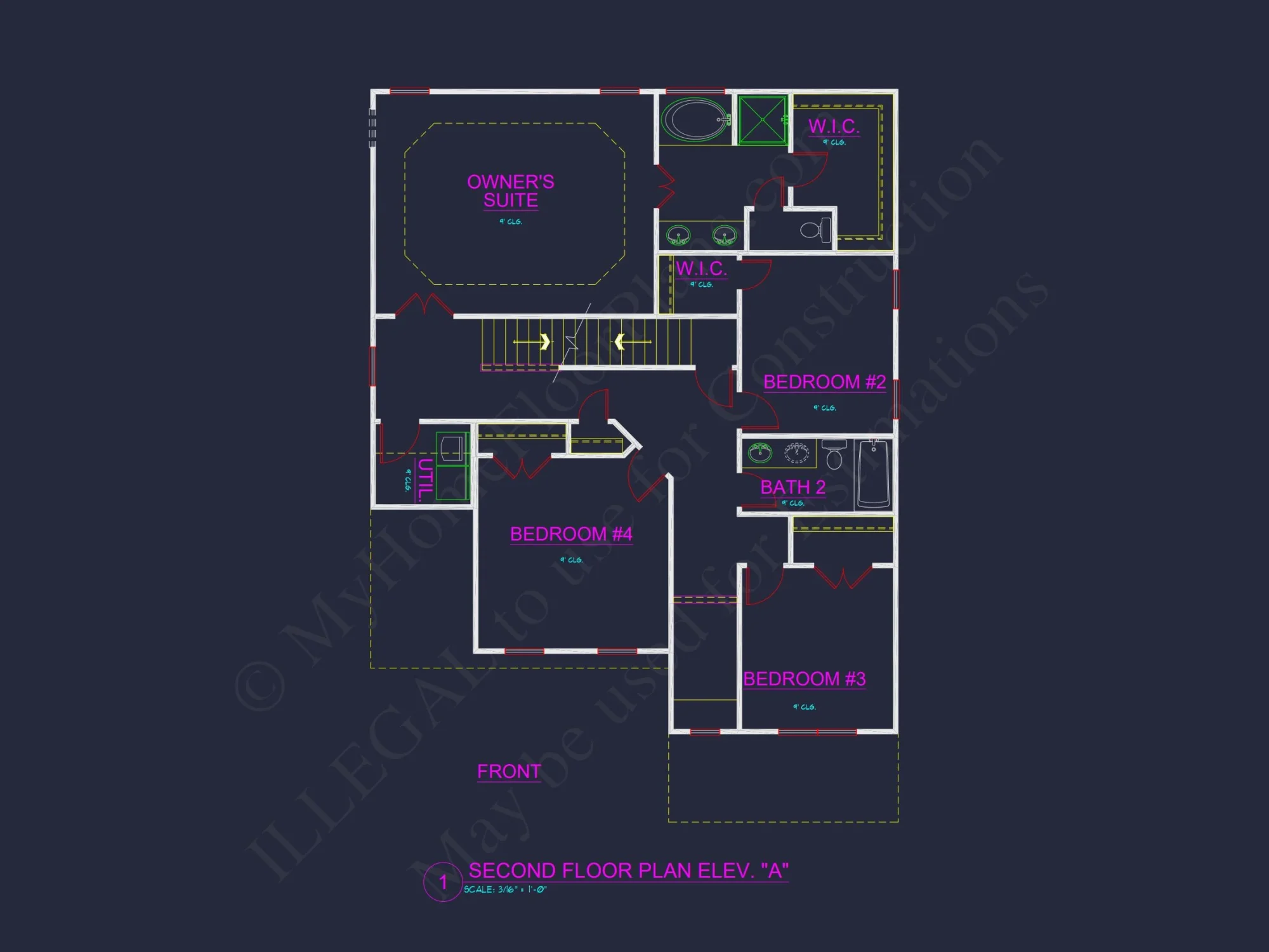 Modern house Plan with 4 Bedrooms, 2 Stories & CAD Designs