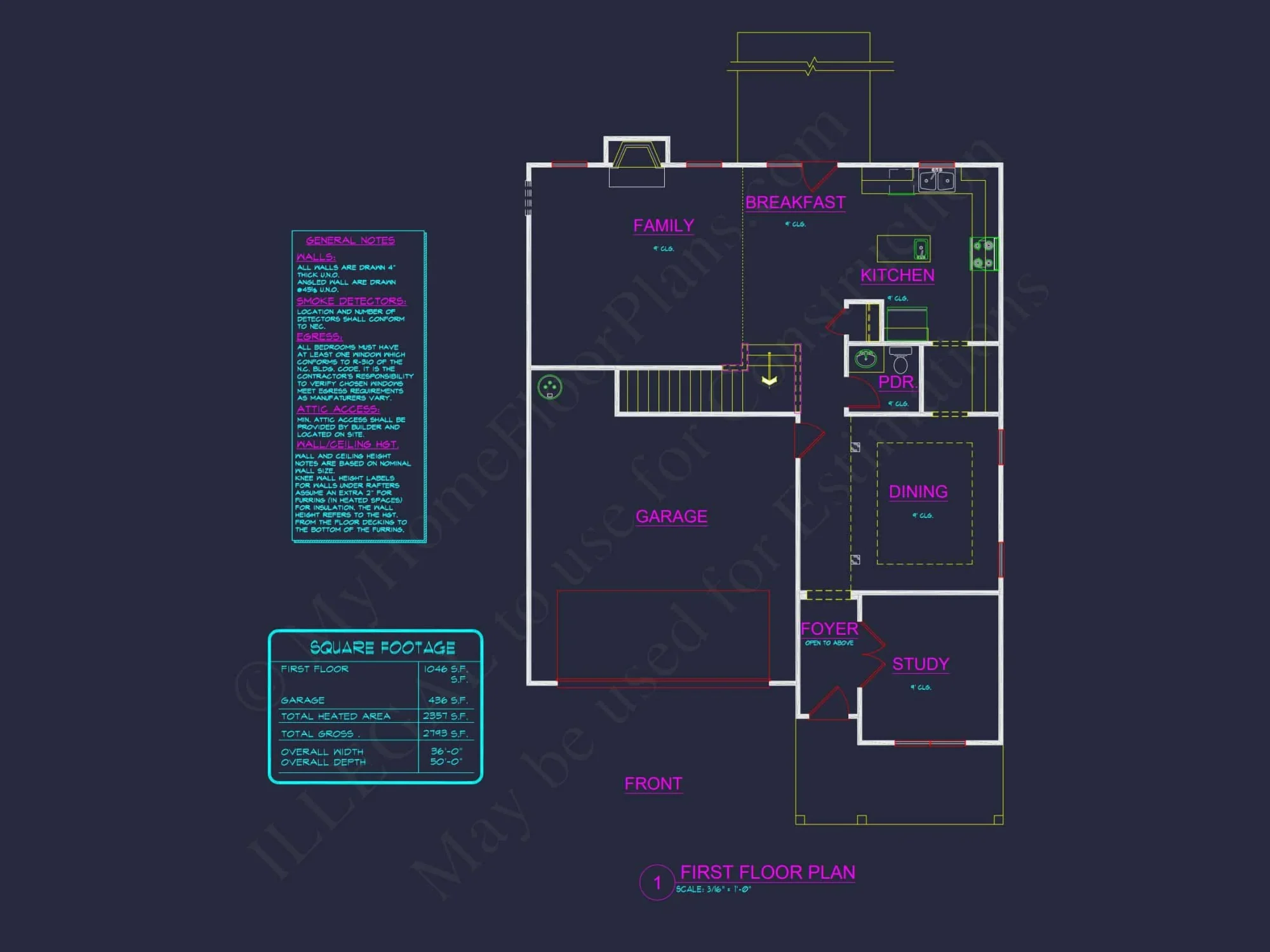 Modern house Plan with 4 Bedrooms, 2 Stories & CAD Designs