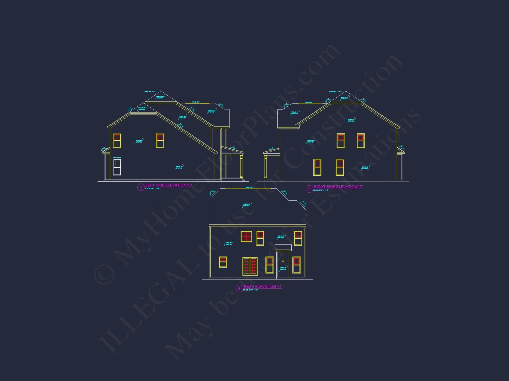 Modern house Plan with 4 Bedrooms, 2 Stories & CAD Designs