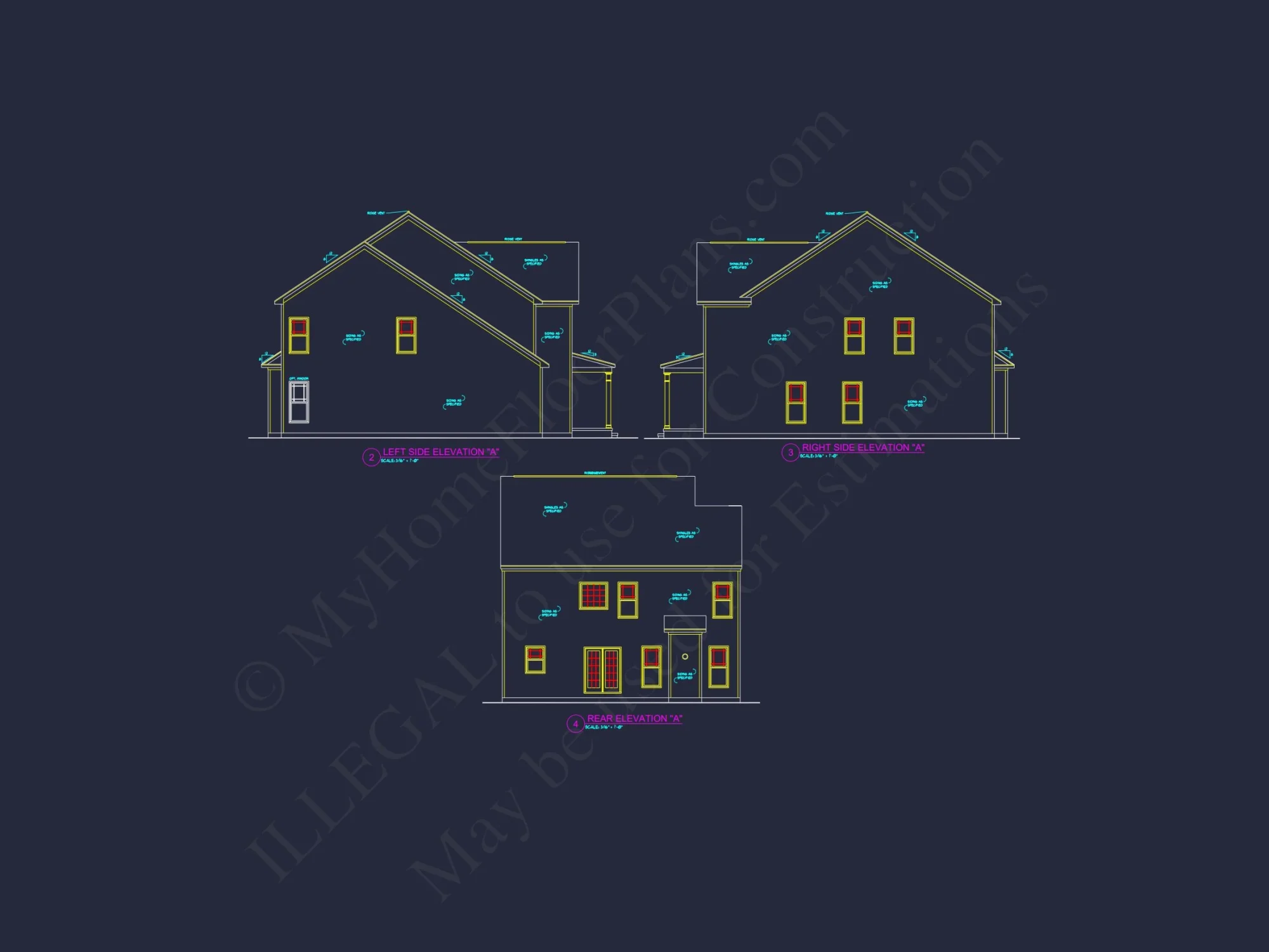 Modern house Plan with 4 Bedrooms, 2 Stories & CAD Designs