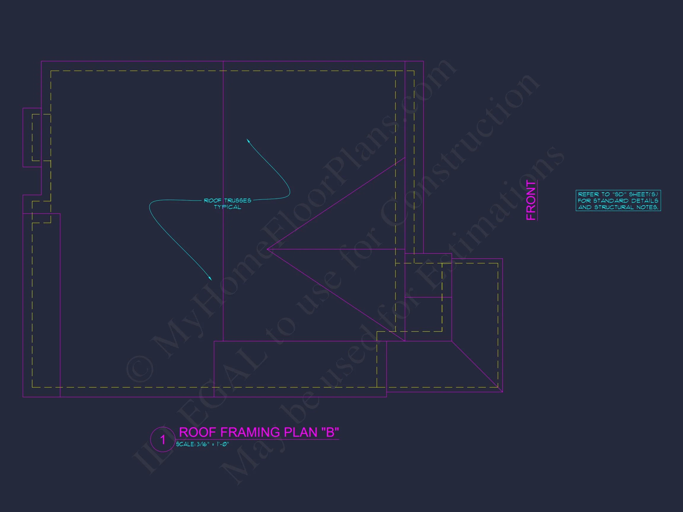 Traditional house Plan with 4 Bedrooms and CAD Blueprints