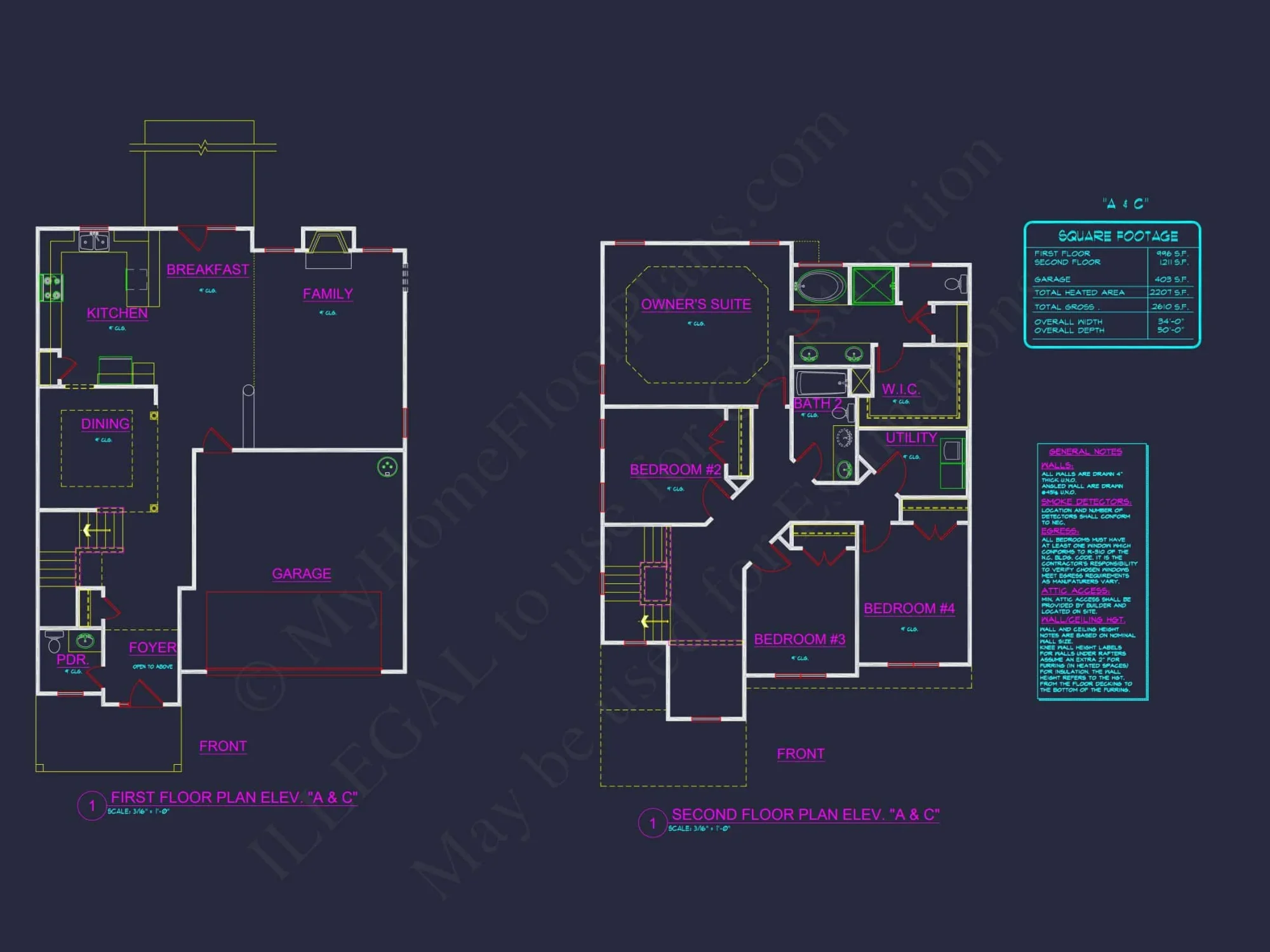 Traditional house Plan with 4 Bedrooms and CAD Blueprints