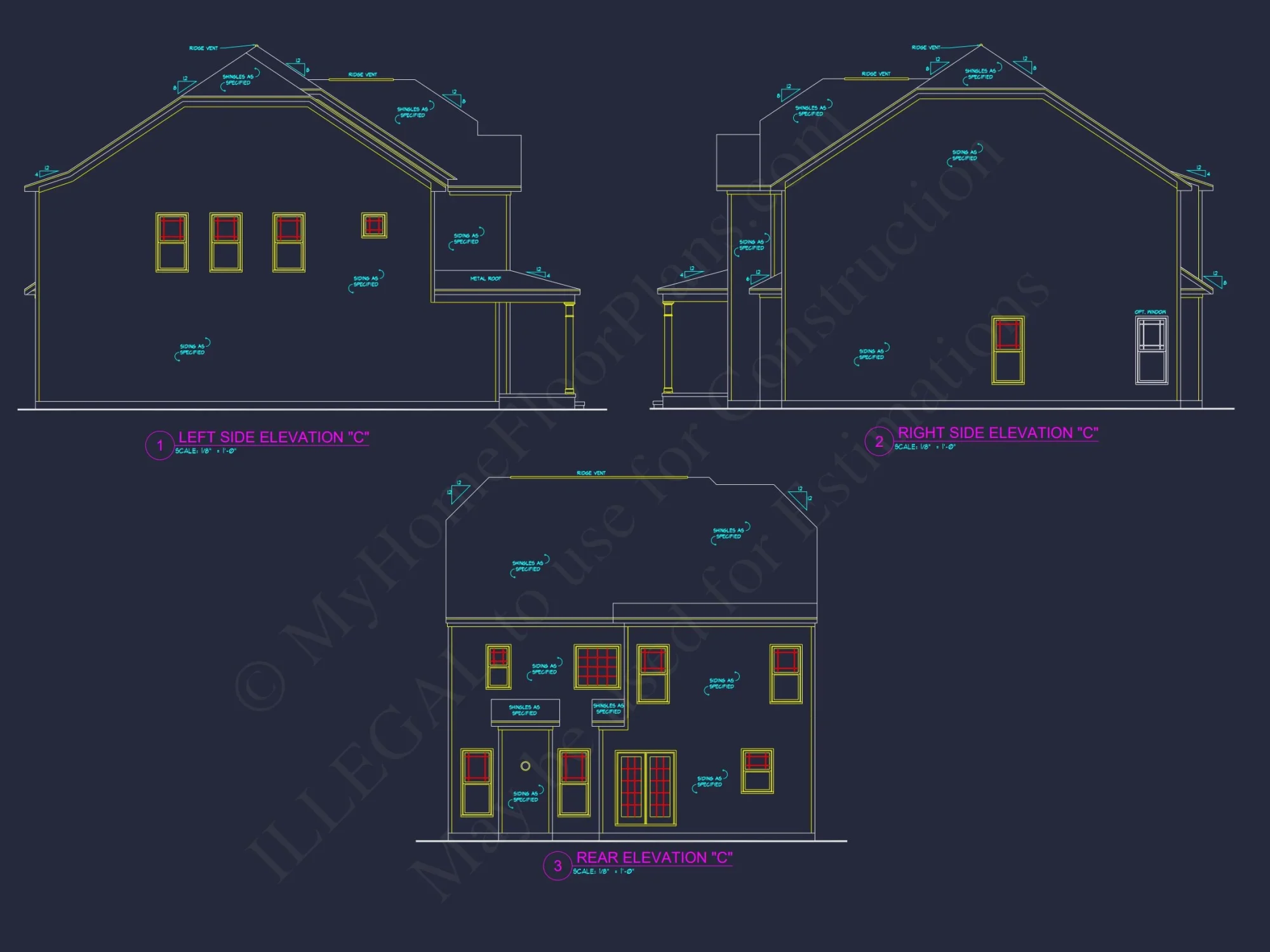 Traditional house Plan with 4 Bedrooms and CAD Blueprints