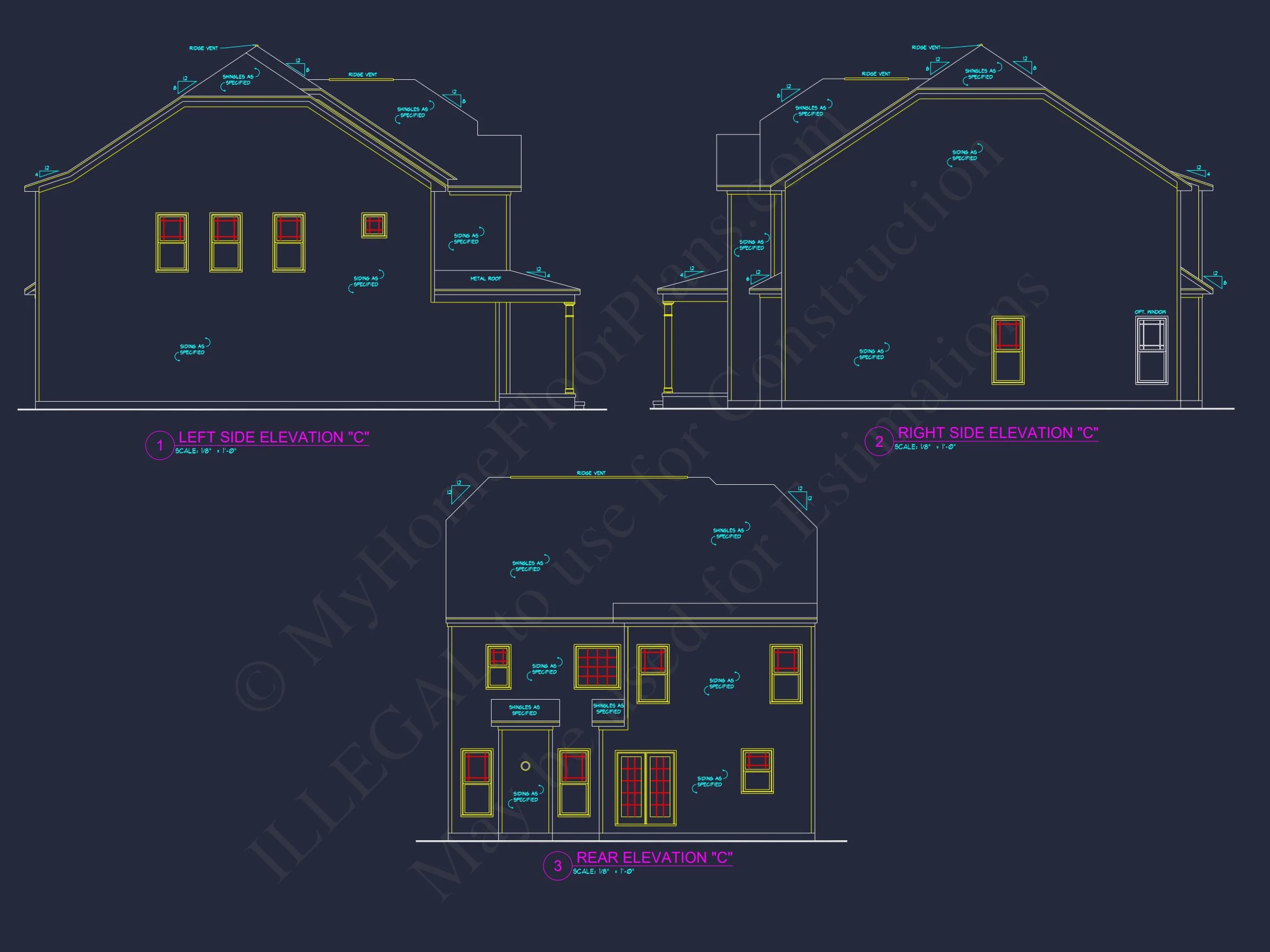 Traditional house Plan with 4 Bedrooms and CAD Blueprints