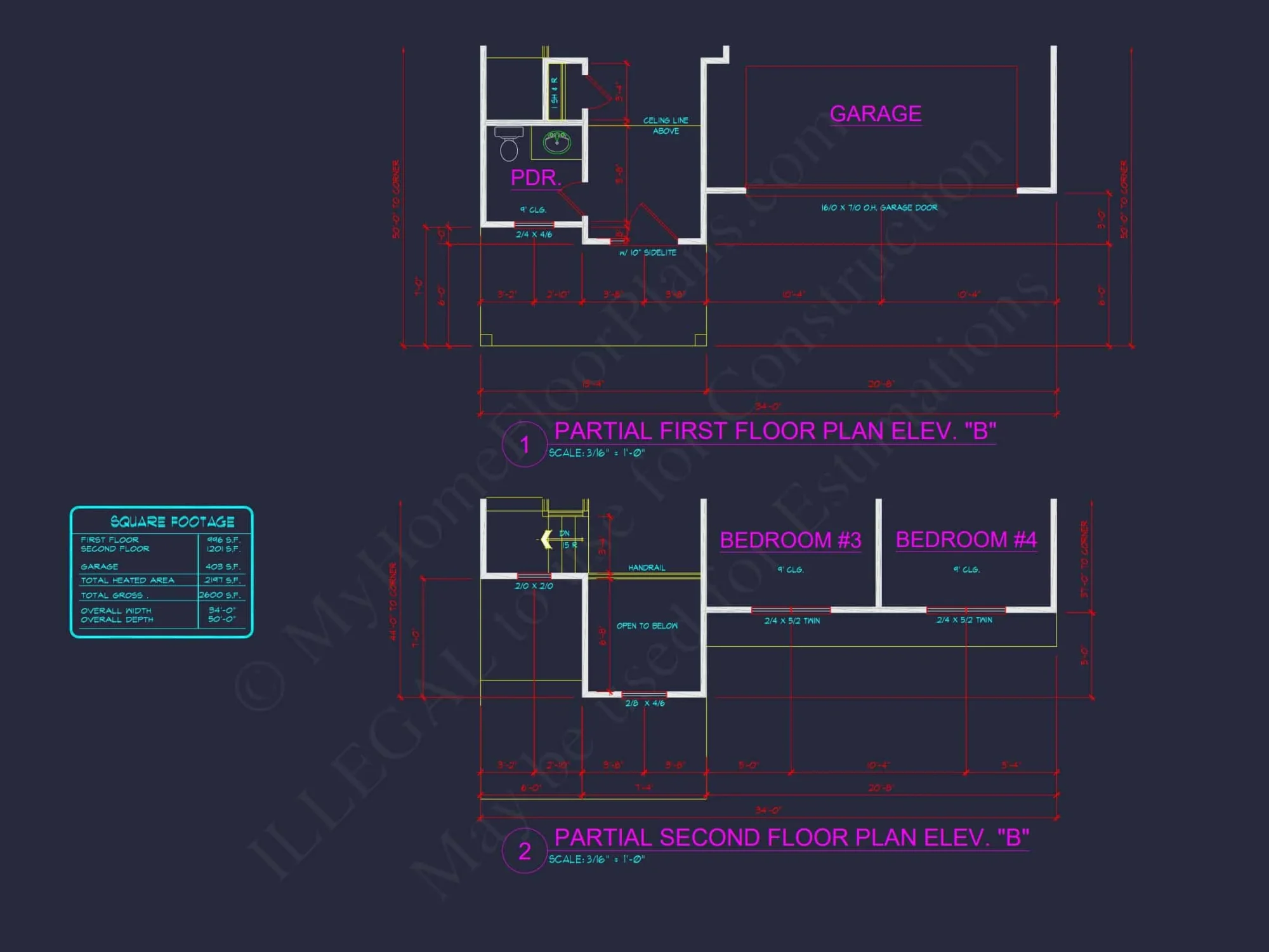 Traditional house Plan with 4 Bedrooms and CAD Blueprints