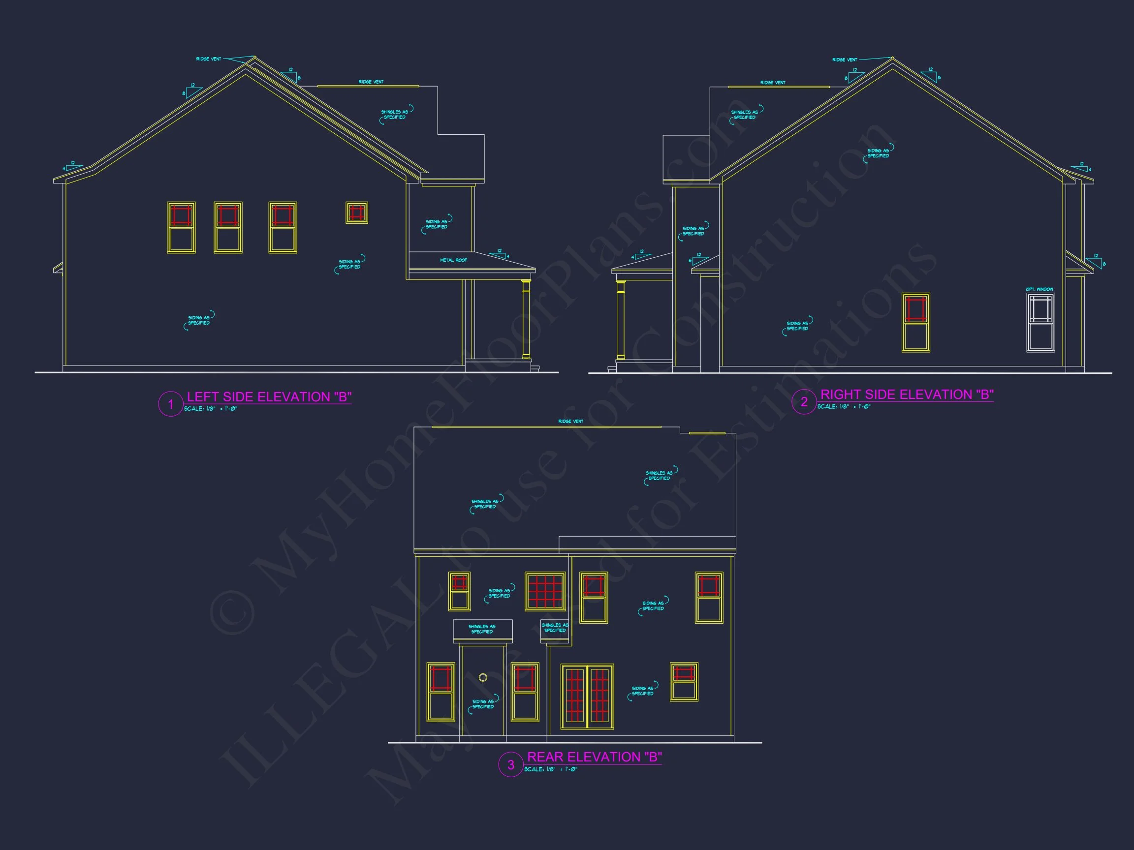 Traditional house Plan with 4 Bedrooms and CAD Blueprints