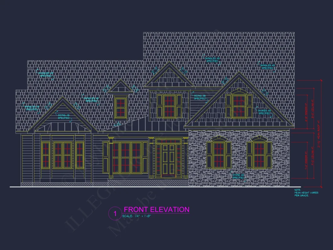 Craftsman house Plan with Spacious Floor Plan and CAD Blueprint