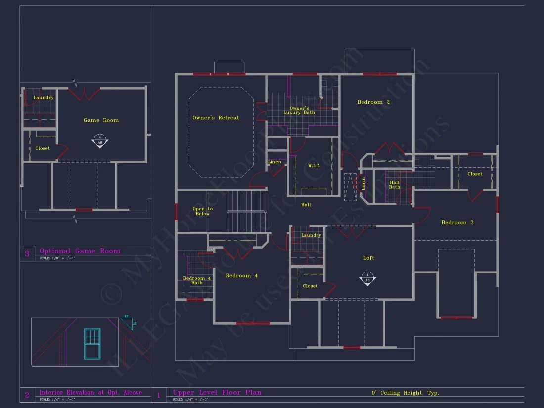 Spacious 3-Story house Plan with 4 Beds, 3-Car Garage & CAD Designs