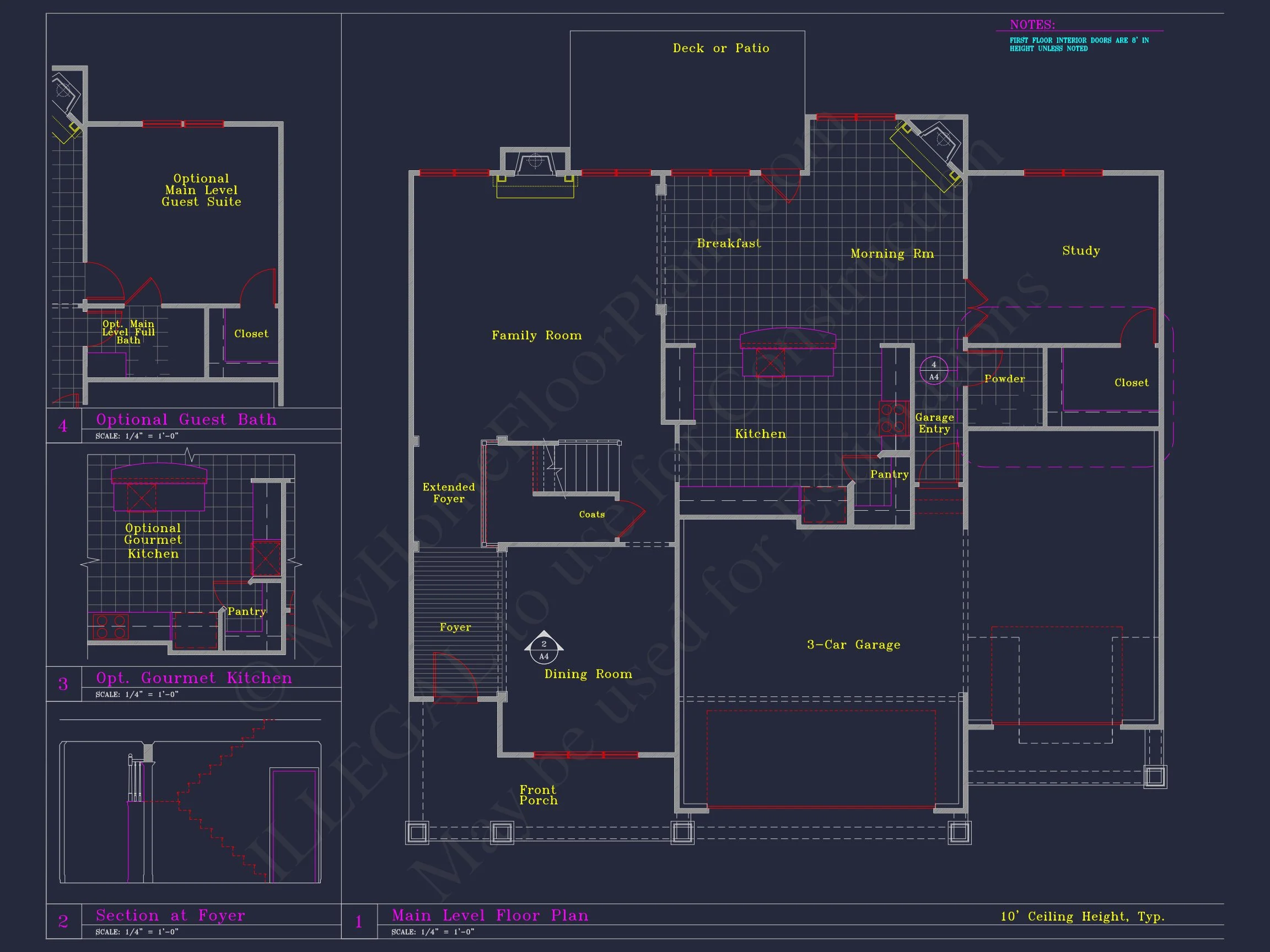 7-2374 HOUSE PLAN - Traditional Colonial Home Plan - 4-Bed, 3-Bath, 2,850 SF 15 Spacious 3-Story house Plan with 4 Beds, 3-Car Garage & CAD Designs