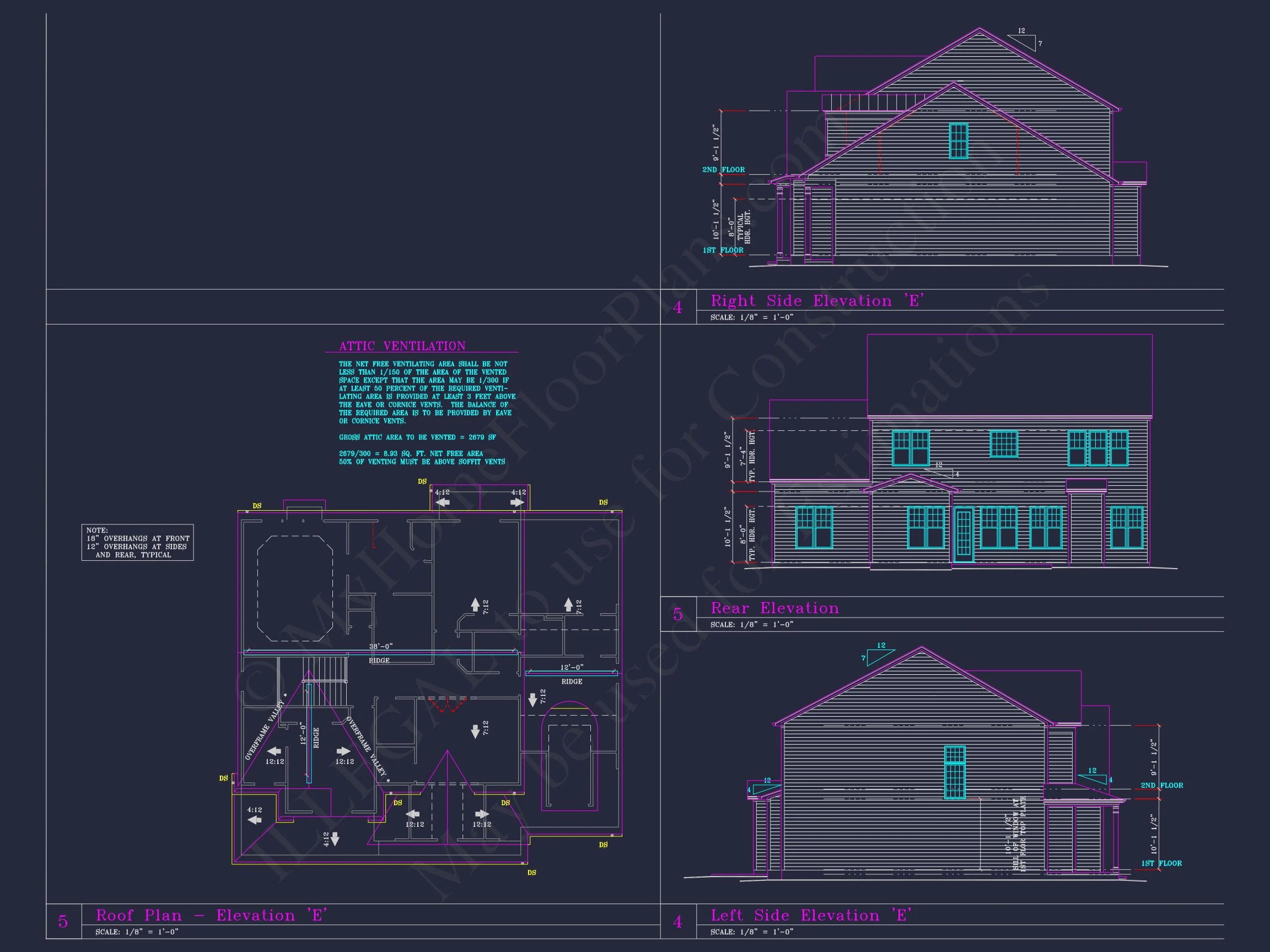 7-2374 HOUSE PLAN - Traditional Colonial Home Plan - 4-Bed, 3-Bath, 2,850 SF 12 Spacious 3-Story house Plan with 4 Beds, 3-Car Garage & CAD Designs