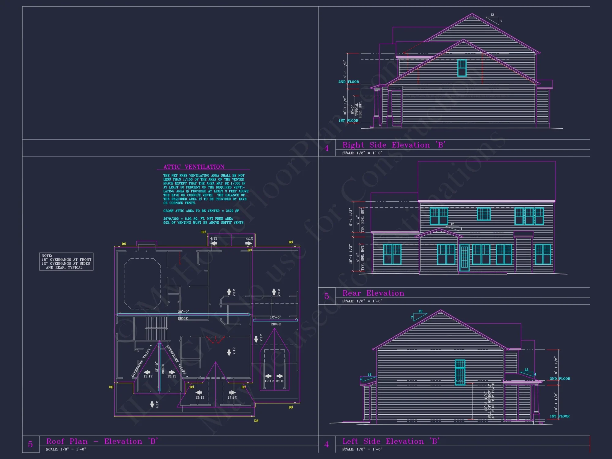 Spacious 3-Story house Plan with 4 Beds, 3-Car Garage & CAD Designs