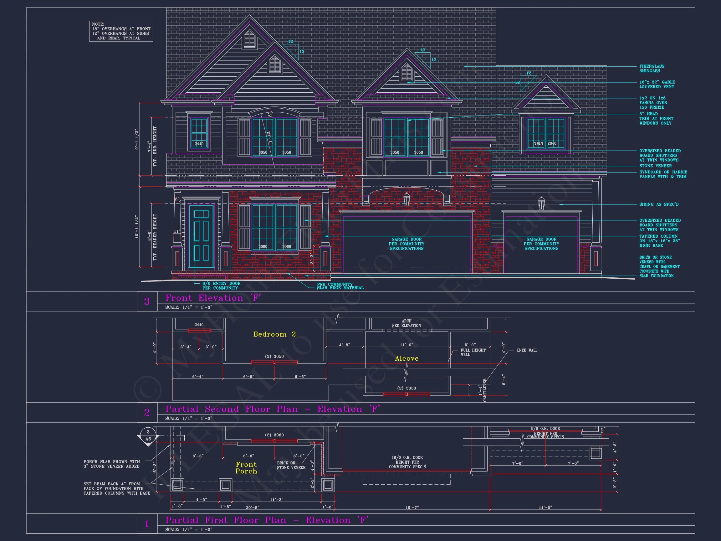 7-2374 HOUSE PLAN - Traditional Colonial Home Plan - 4-Bed, 3-Bath, 2,850 SF 8 Spacious 3-Story house Plan with 4 Beds, 3-Car Garage & CAD Designs
