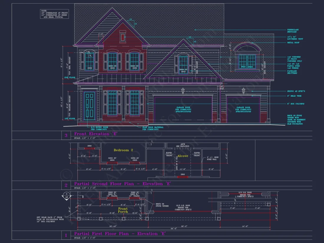 Spacious 3-Story house Plan with 4 Beds, 3-Car Garage & CAD Designs