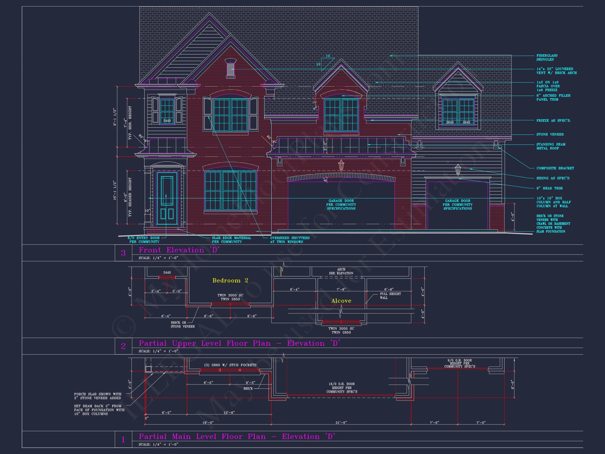 7-2374 HOUSE PLAN - Traditional Colonial Home Plan - 4-Bed, 3-Bath, 2,850 SF 6 Spacious 3-Story house Plan with 4 Beds, 3-Car Garage & CAD Designs