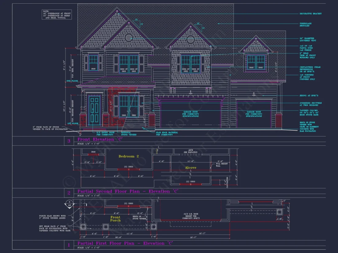 Spacious 3-Story house Plan with 4 Beds, 3-Car Garage & CAD Designs