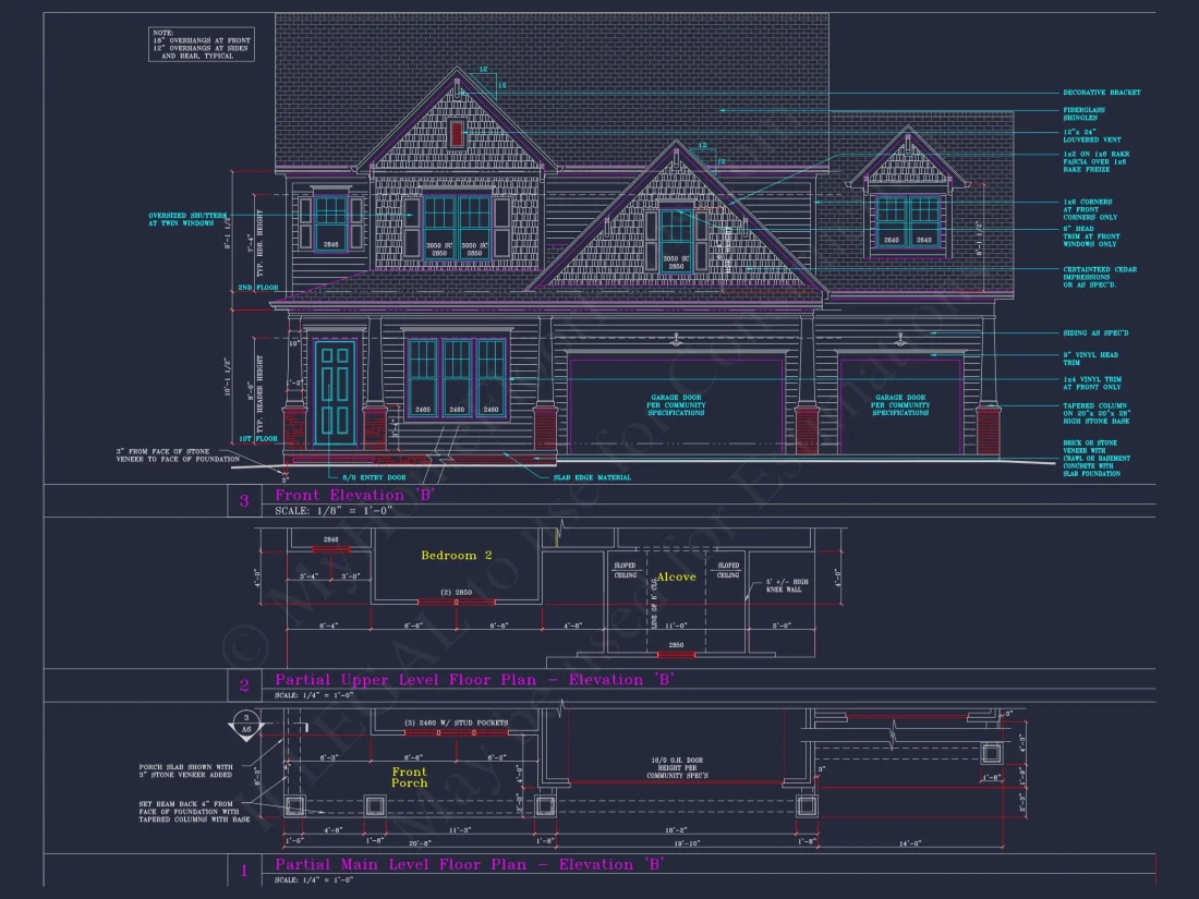 Spacious 3-Story house Plan with 4 Beds, 3-Car Garage & CAD Designs