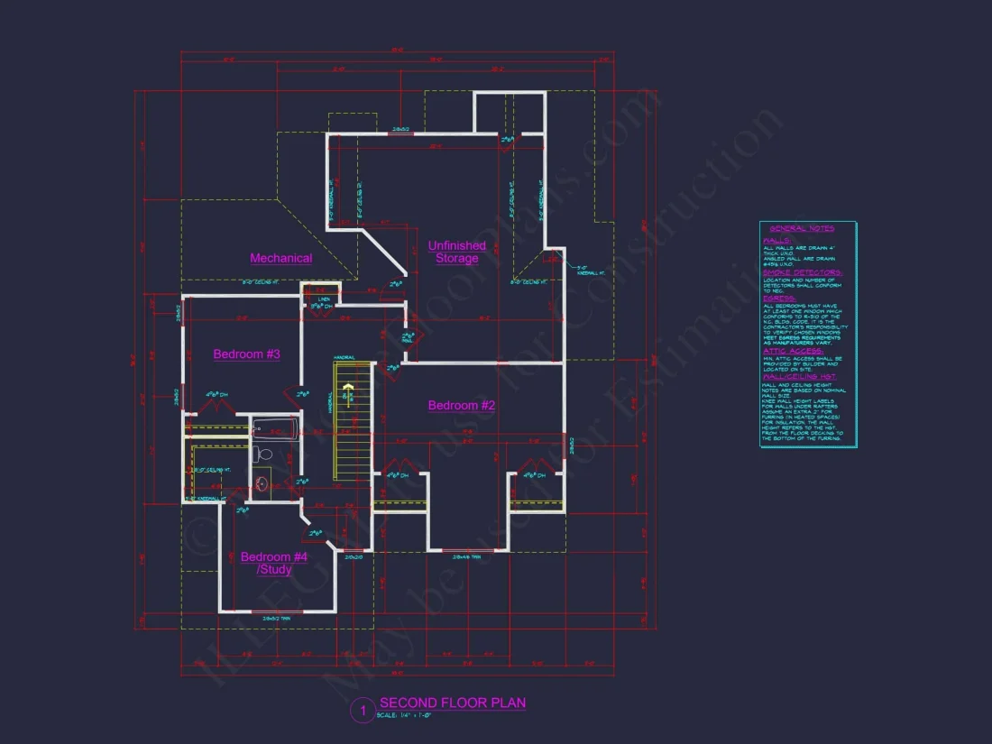 Modern Craftsman house Plan with 4 Bedrooms and Open Floor