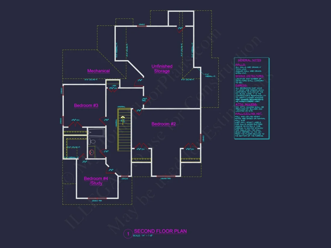Modern Craftsman house Plan with 4 Bedrooms and Open Floor
