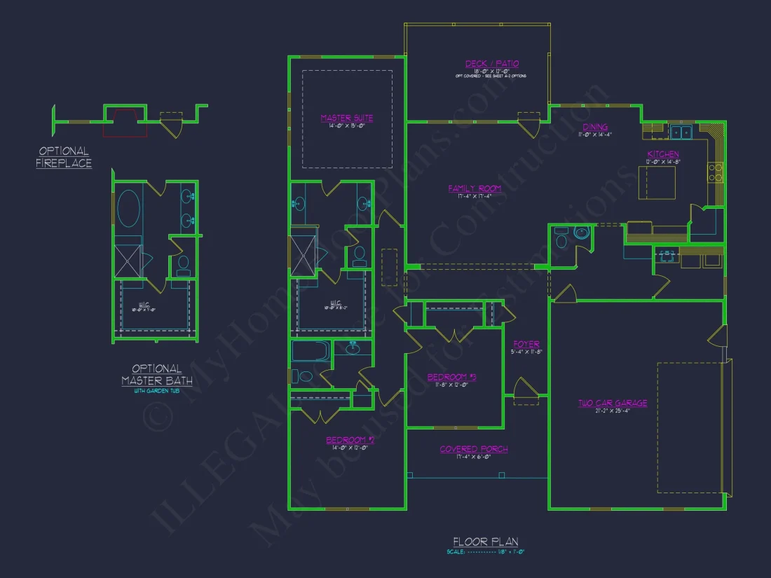 Craftsman house Plan with 3 Bedrooms, 2 Baths & Open Floor Design