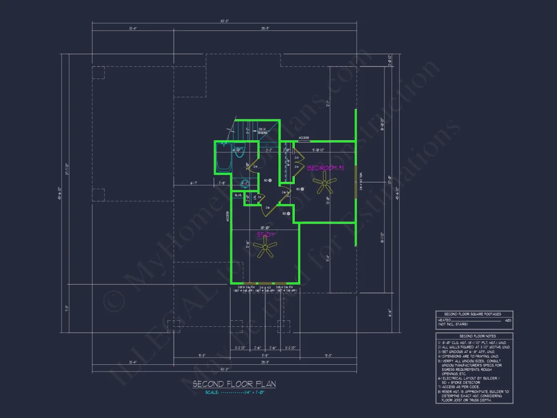 Craftsman house Floor Plan with 2 Stories, CAD Blueprint Designs