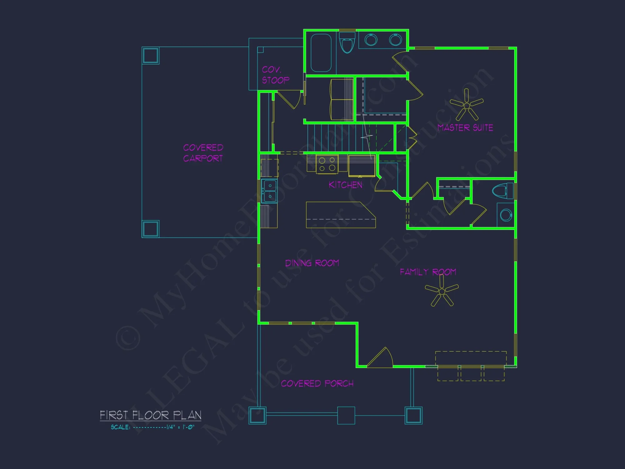 Craftsman house Floor Plan with 2 Stories, CAD Blueprint Designs