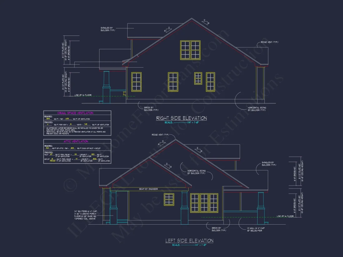 Craftsman house Floor Plan with 2 Stories, CAD Blueprint Designs