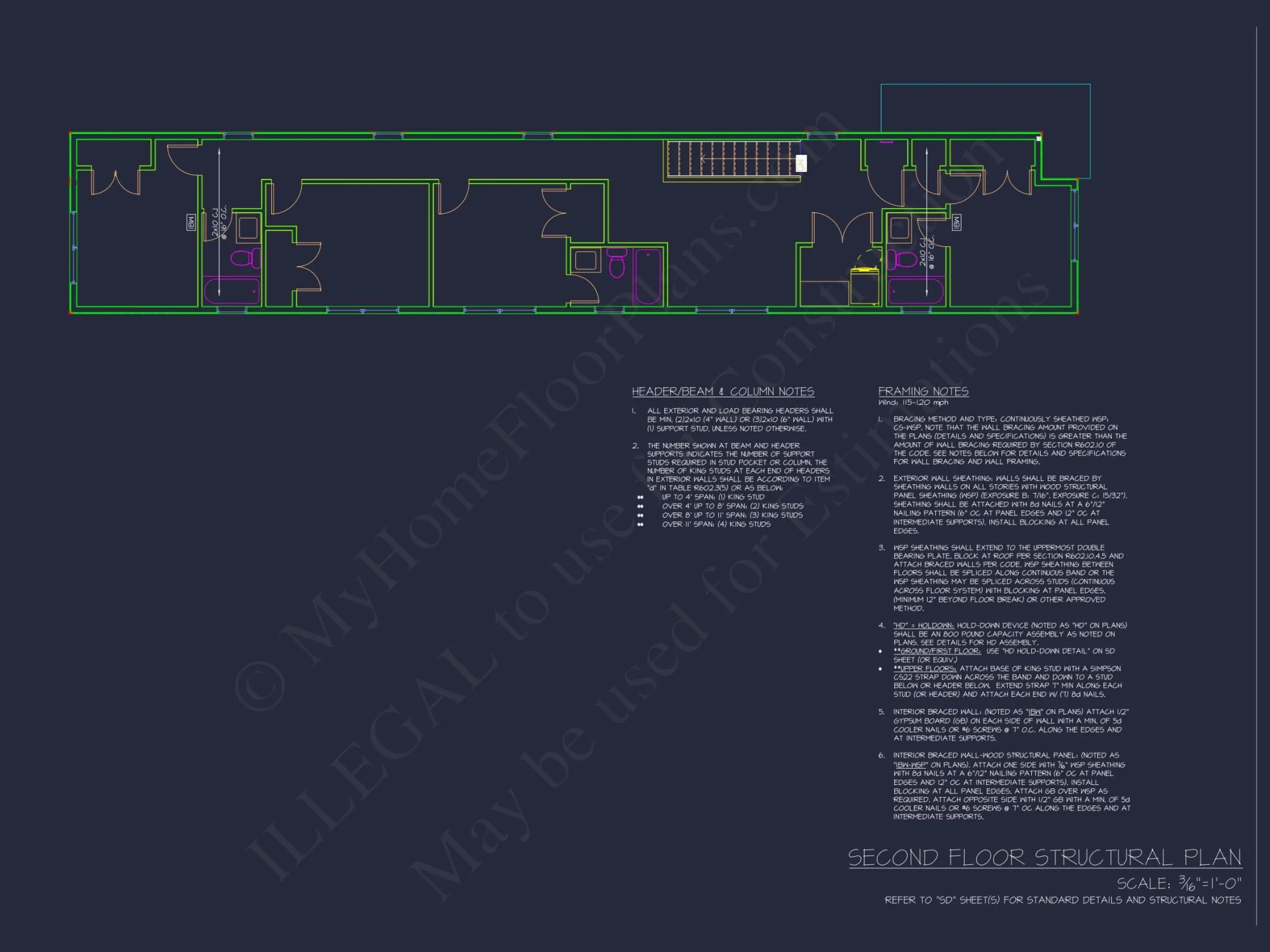 Modern house Floor Plan with 2-Story Blueprint and CAD Designs