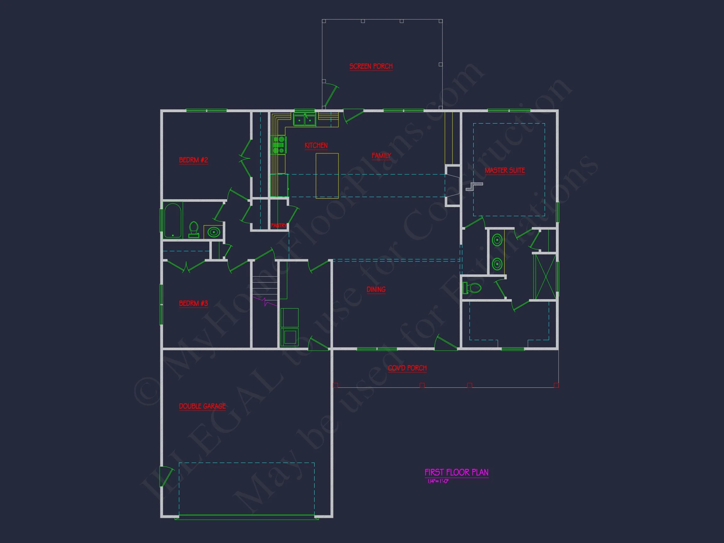 20-1154 HOUSE PLAN - Modern Farmhouse Home Plan - 3-Bed, 2-Bath, 1,950 SF 4 Efficient Craftsman house Plan with CAD Designs & Floor Blueprint