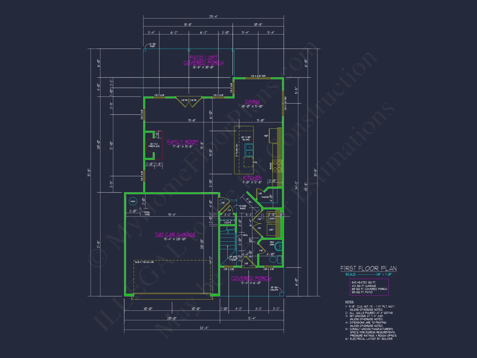 Modern Suburban house Plan with 2 Floors and 2, 033 Sq Ft