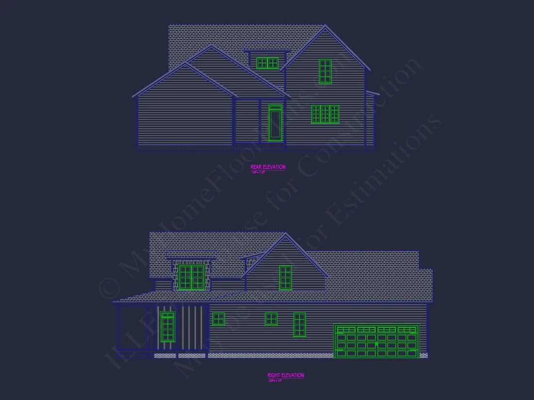 Charming 2-Story house Plan with 3 Bedrooms and CAD Blueprints