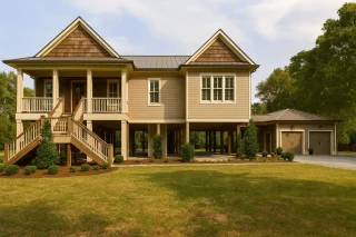 House Plans with Outdoor Fireplace 2 Coastal house Plan with CAD Designs and Spacious Floor Plan