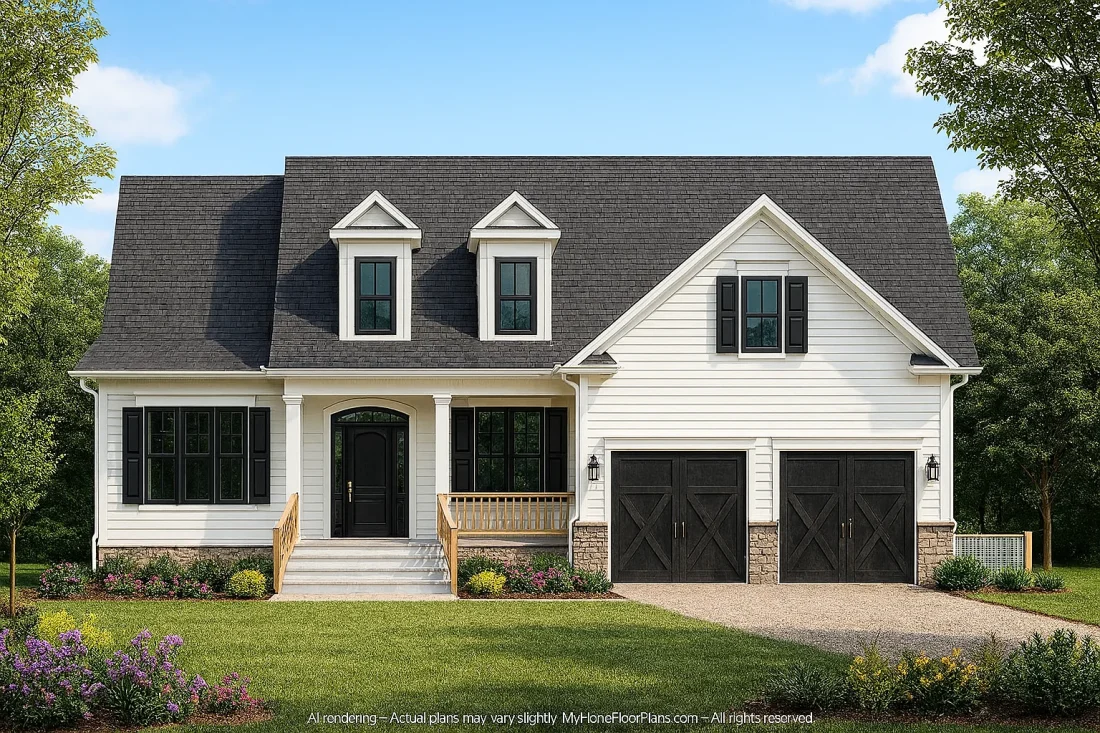 Spacious 1.5-Story House Plan with Craftsman Charm & Open Layout