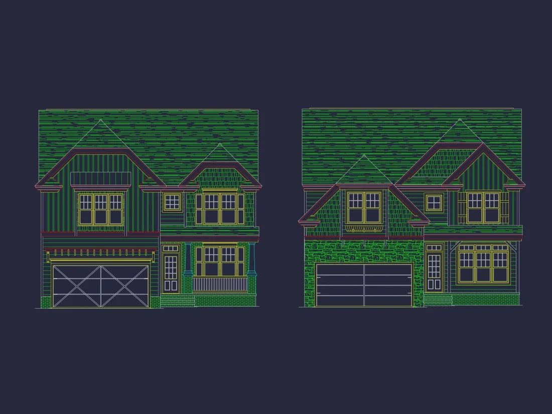 Traditional 2-Story House Plan with Office, Rec Room & 2-Car Garage