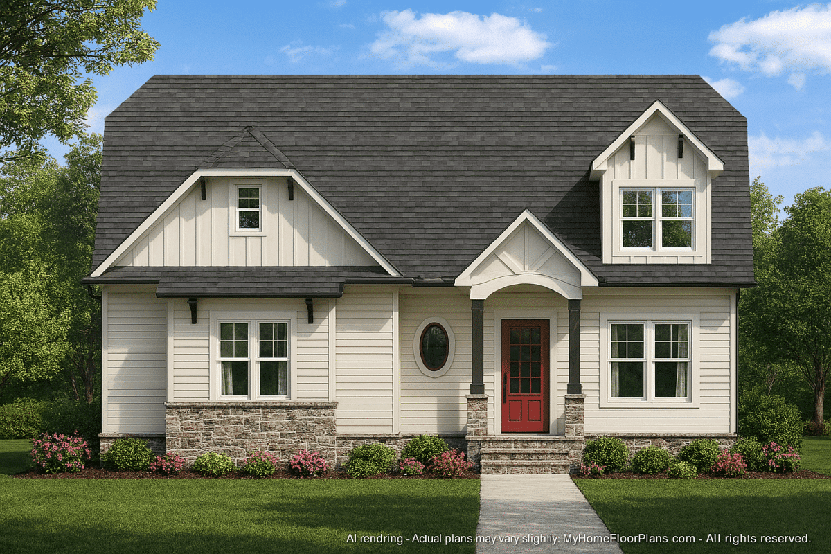 Customizable 1.5-Story House Plan with Modern Layout