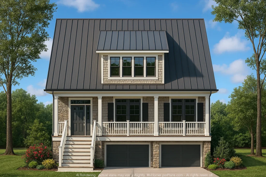 Beach Home Floor Plan with Coastal Designs and CAD Blueprint