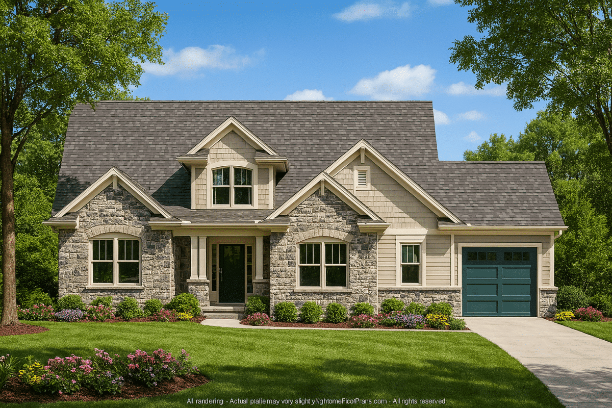 2-Story Craftsman House Plan with 4 Bedrooms & CAD Blueprints