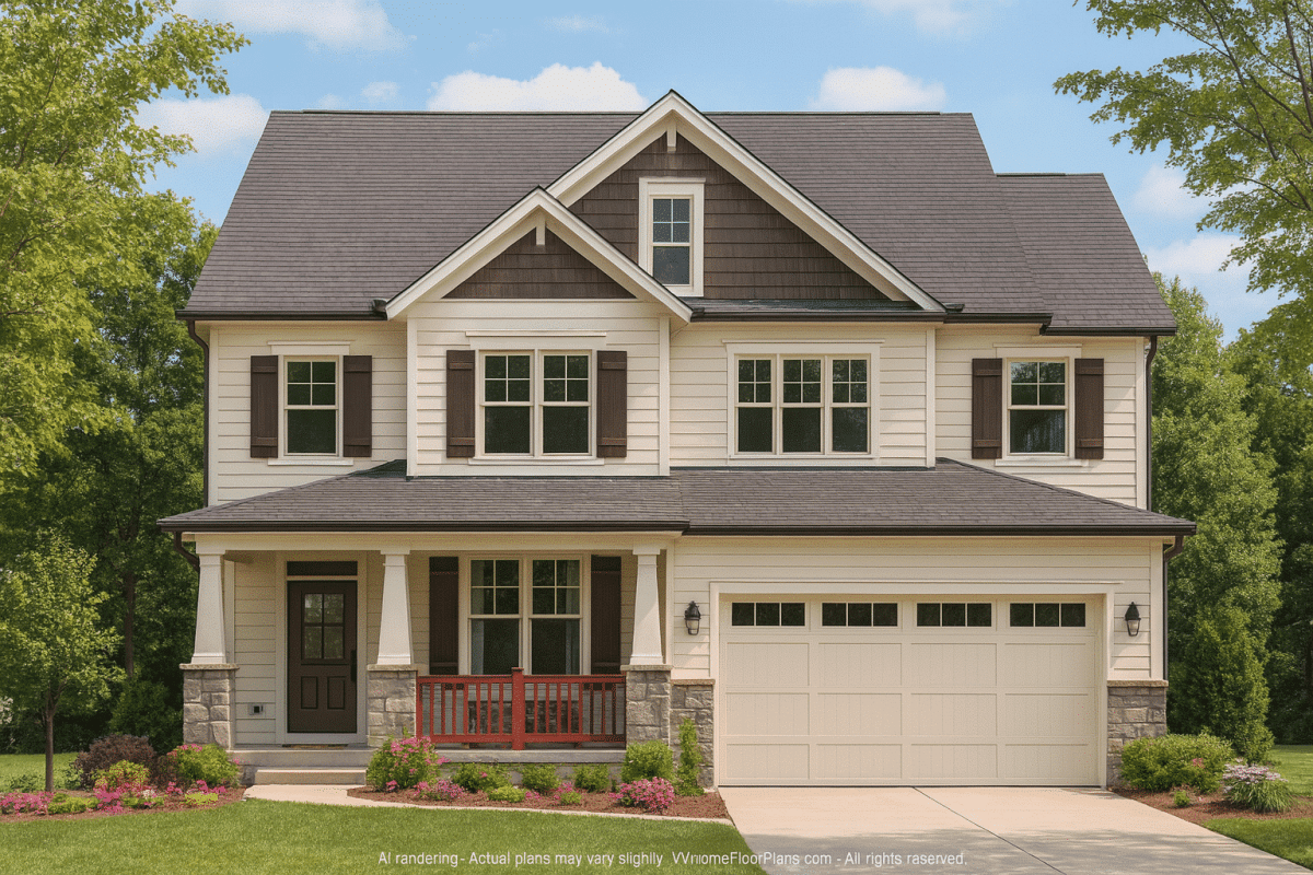 Custom Craftsman Home Plan with 4 Beds and CAD Blueprint Designs