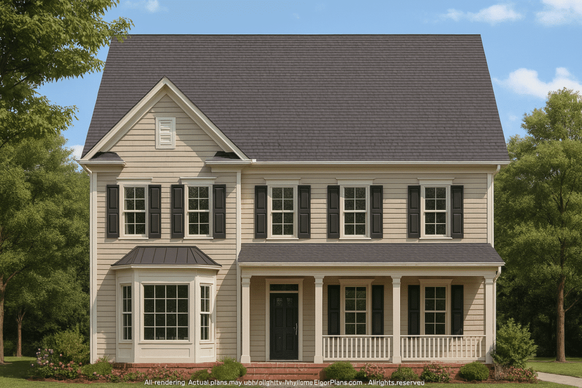 Colonial Farmhouse Floor Plan with CAD and Blueprint Designs