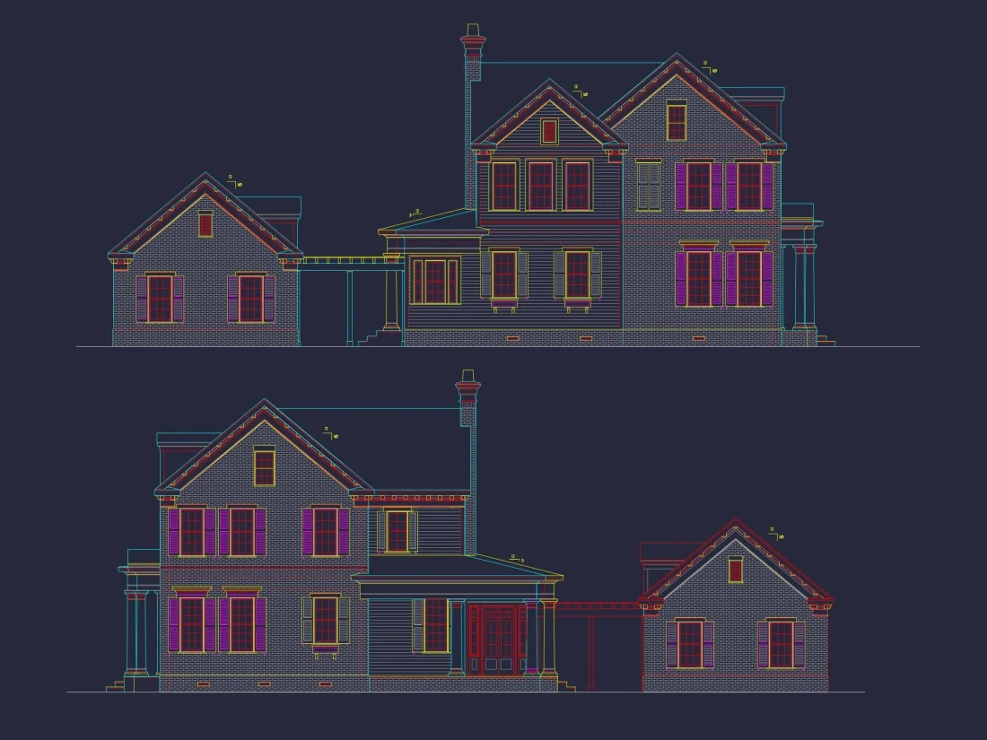 Traditional 2-Story House Plan with 3-Car Garage 3,202 Sq Ft Blueprint